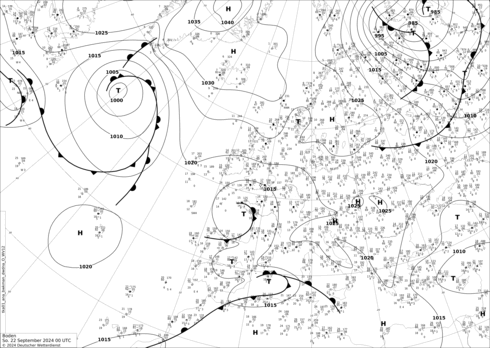 DWD Fronts 星期日 22.09.2024 00 UTC