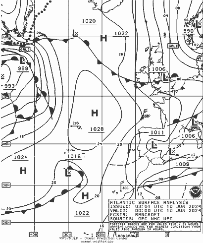 NOAA Fronts 星期一 10.06.2024 00 UTC