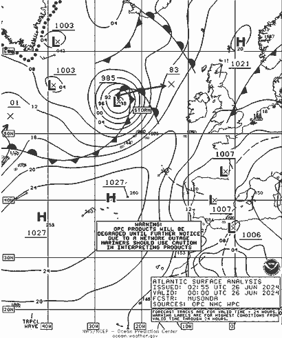 NOAA Fronts 星期三 26.06.2024 00 UTC
