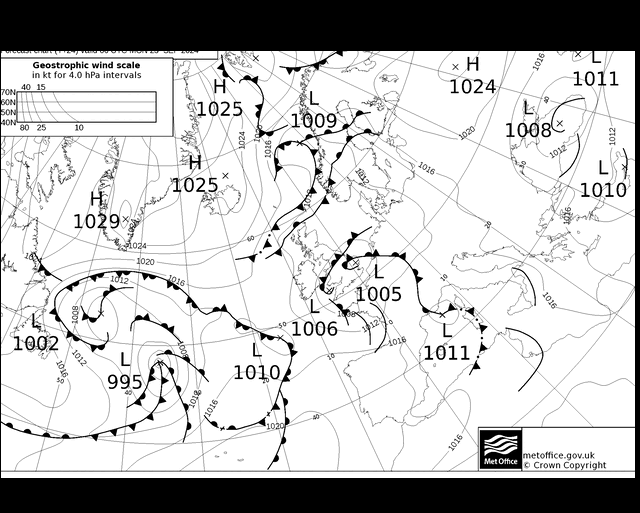 MetOffice UK Fronts 星期一 23.09.2024 06 UTC