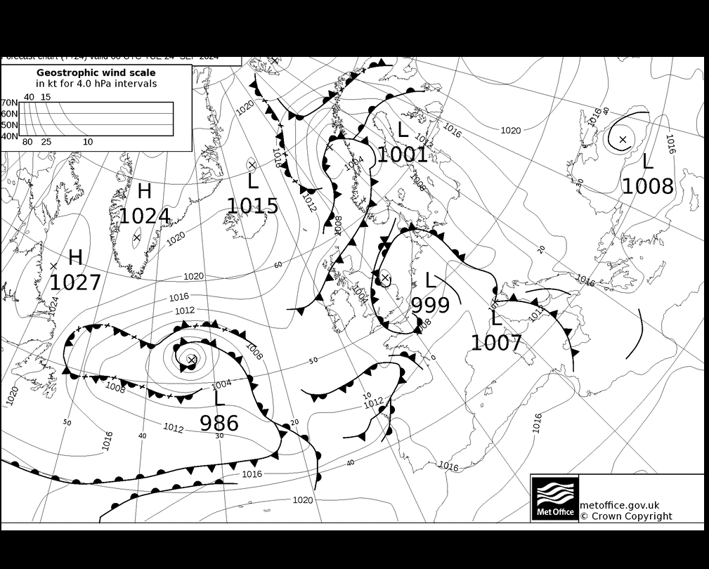 MetOffice UK Fronts 星期二 24.09.2024 00 UTC