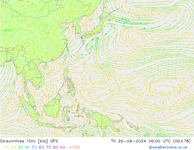 风 10m GFS 星期四 26.09.2024 06 GMT