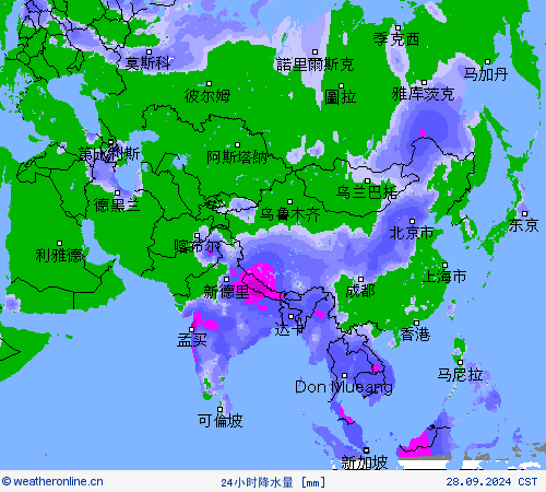 24小时降水量 预报图