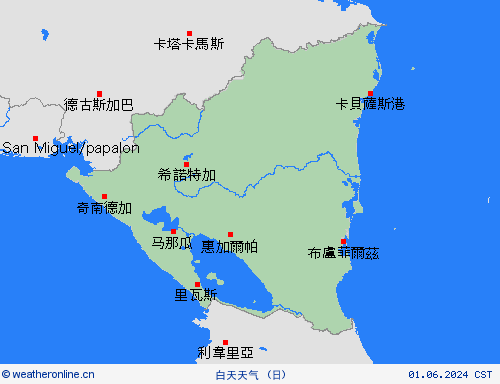 一览表 尼加拉瓜 中美洲 预报图