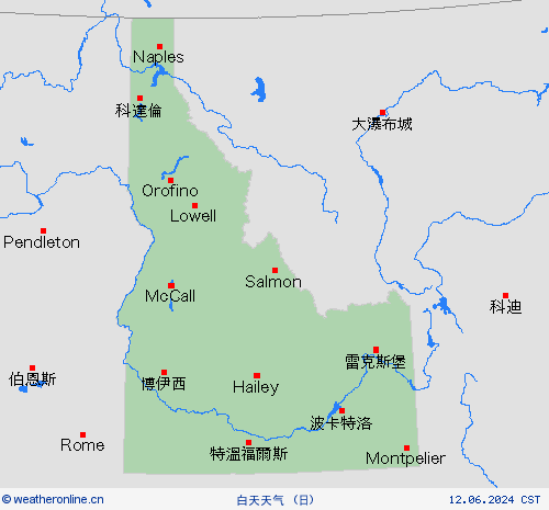 一览表 爱达荷州 北美洲 预报图