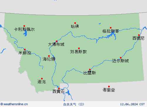 一览表 蒙大拿州 北美洲 预报图