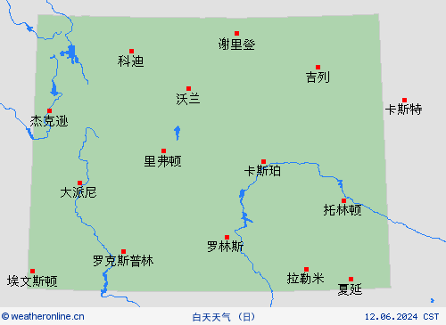 一览表 怀俄明州 北美洲 预报图