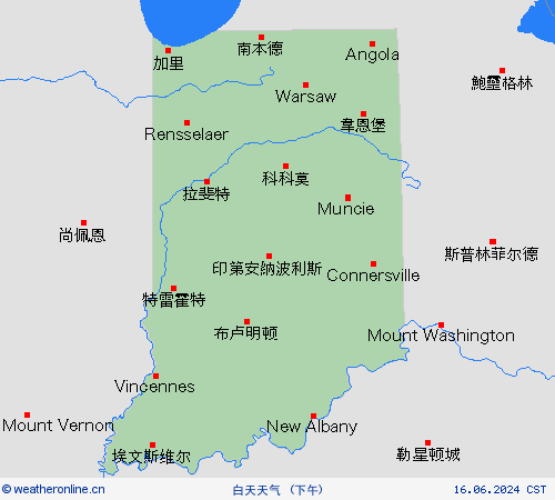 一览表 印第安纳州 北美洲 预报图