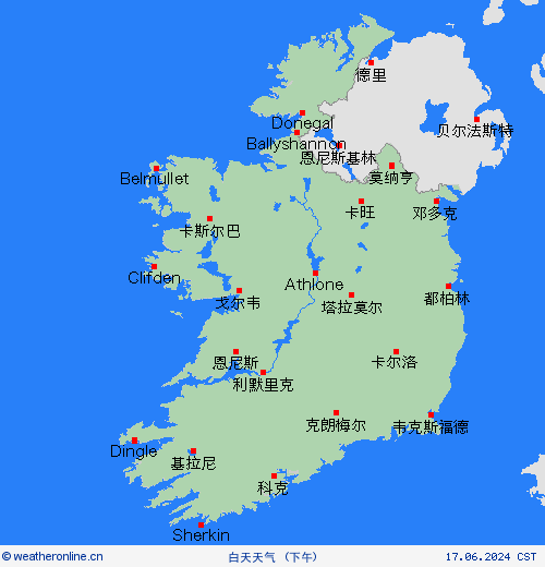 一览表 爱尔兰 欧洲 预报图