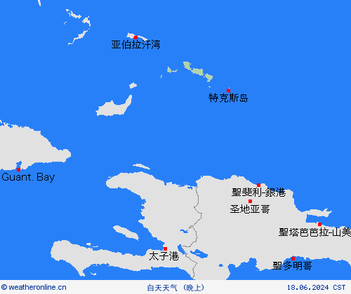 一览表 特克斯及凯科斯 中美洲 预报图