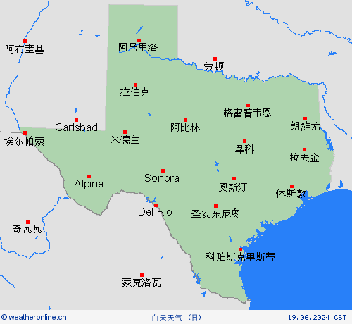 一览表 得克萨斯州 北美洲 预报图