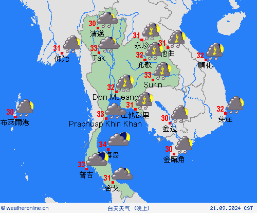 一览表 泰国 亚洲 预报图