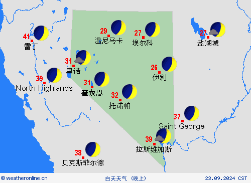 一览表 内华达州 北美洲 预报图