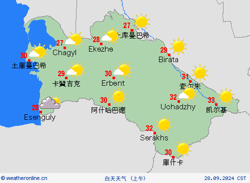 一览表 土库曼斯坦 亚洲 预报图