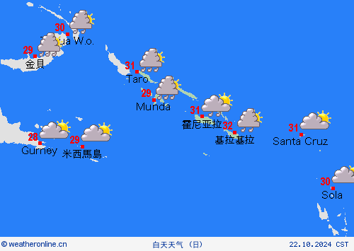 一览表 所罗门群岛 大洋洲 预报图