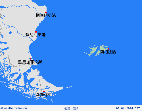 公路 福克兰群岛 南美洲 预报图