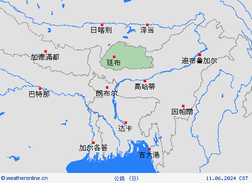 公路 不丹 亚洲 预报图