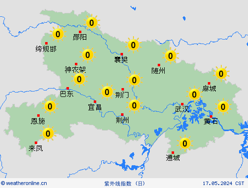 紫外线指数  欧洲 预报图