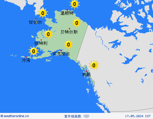 紫外线指数  北美洲 预报图