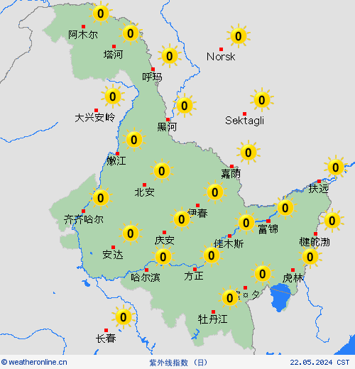 紫外线指数  中国 预报图