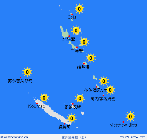 紫外线指数 瓦努阿图 大洋洲 预报图