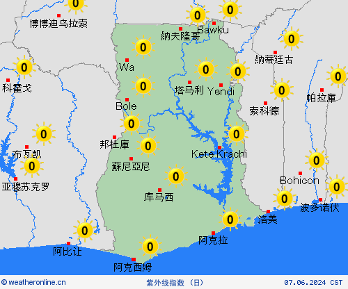 紫外线指数 加纳 非洲 预报图