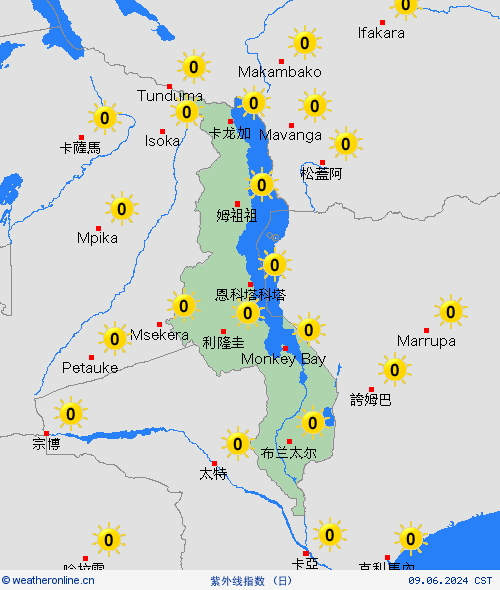 紫外线指数 马拉维 非洲 预报图