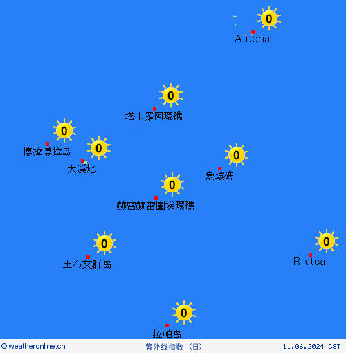 紫外线指数 法属玻利尼西亚 大洋洲 预报图