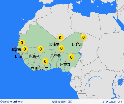 紫外线指数  非洲 预报图