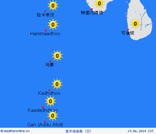 紫外线指数 马尔代夫 亚洲 预报图