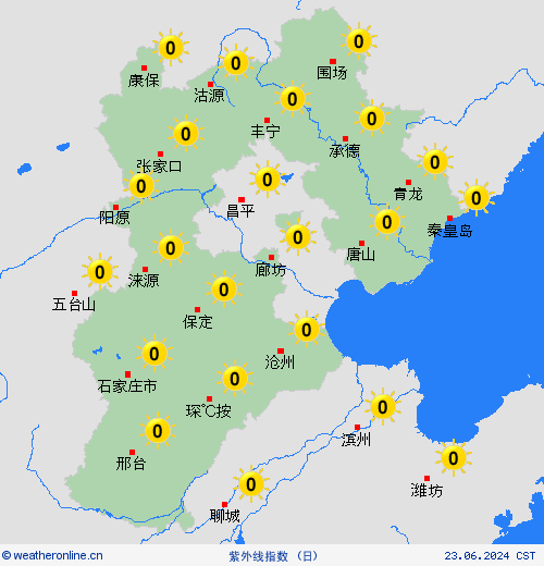 紫外线指数  中国 预报图