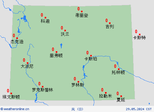 风 怀俄明州 北美洲 预报图