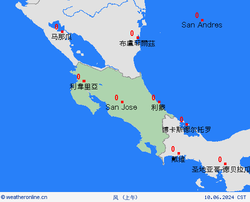 风 哥斯达黎加 中美洲 预报图