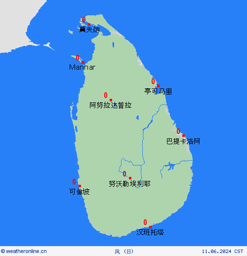 风 斯里兰卡 亚洲 预报图