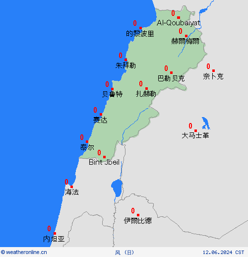 风 黎巴嫩 亚洲 预报图