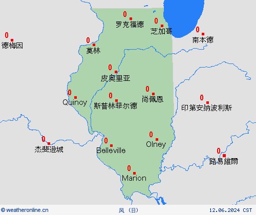 风 伊利诺斯州 北美洲 预报图