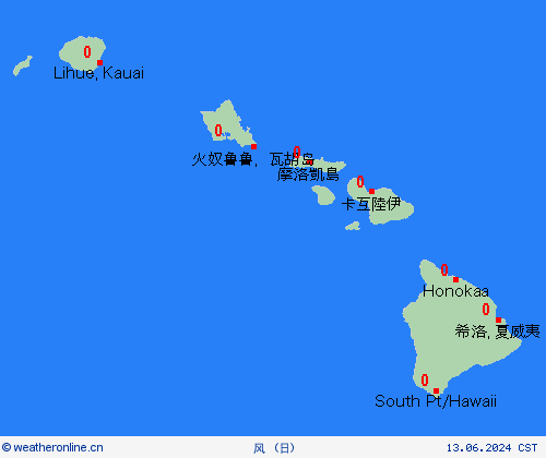 风 夏威夷群岛 北美洲 预报图